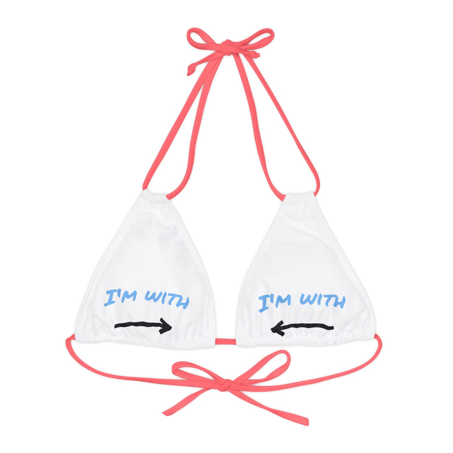 Cute Strappy Triangle Bikini Top - "I'm with Him" Swimwear