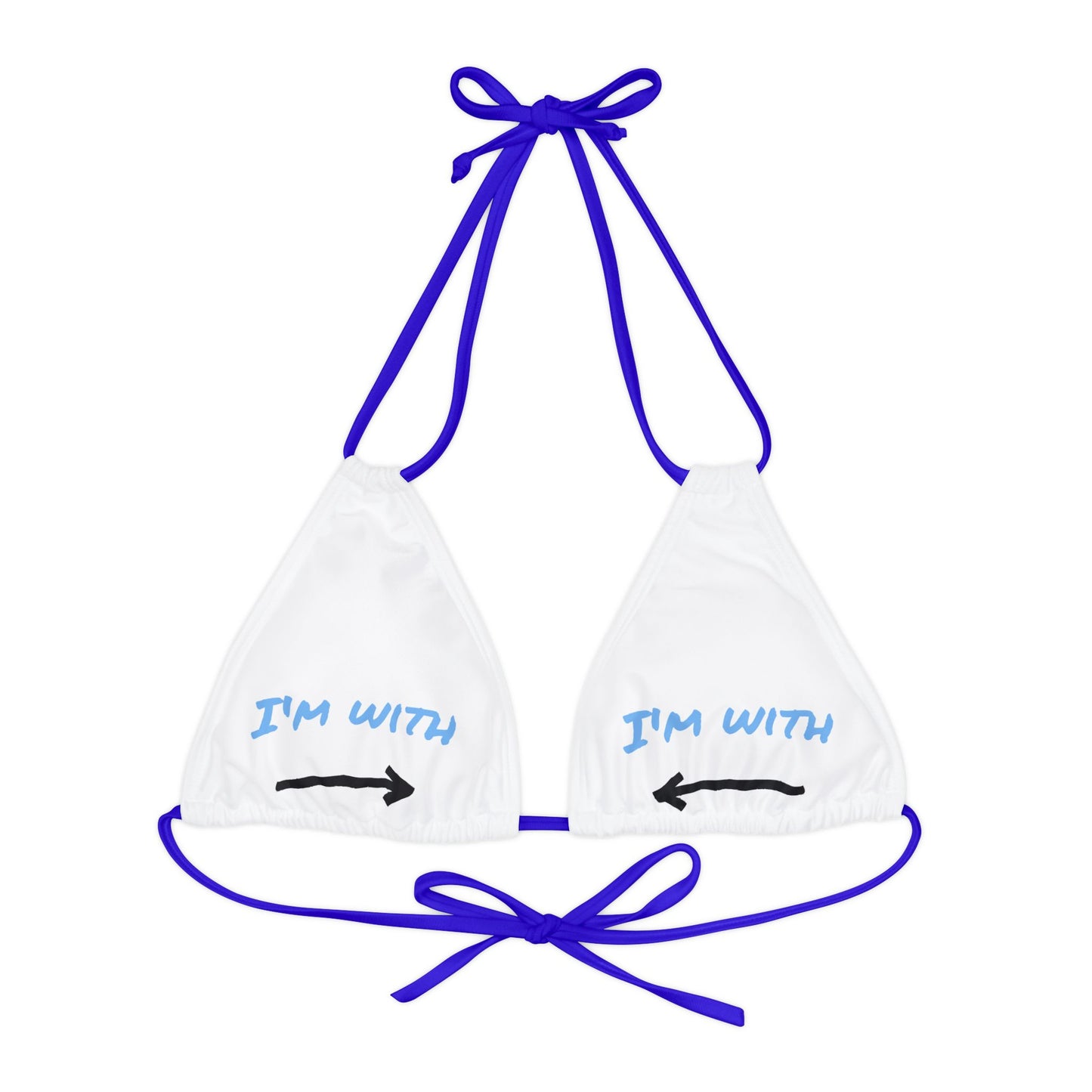 Cute Strappy Triangle Bikini Top - "I'm with Him" Swimwear