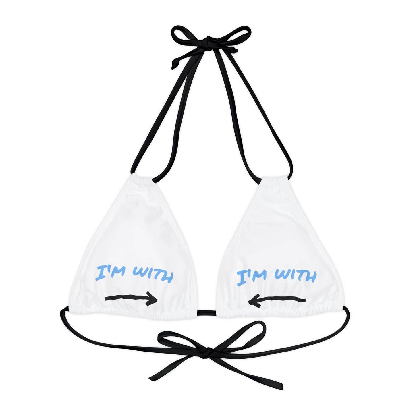 Cute Strappy Triangle Bikini Top - "I'm with Him" Swimwear