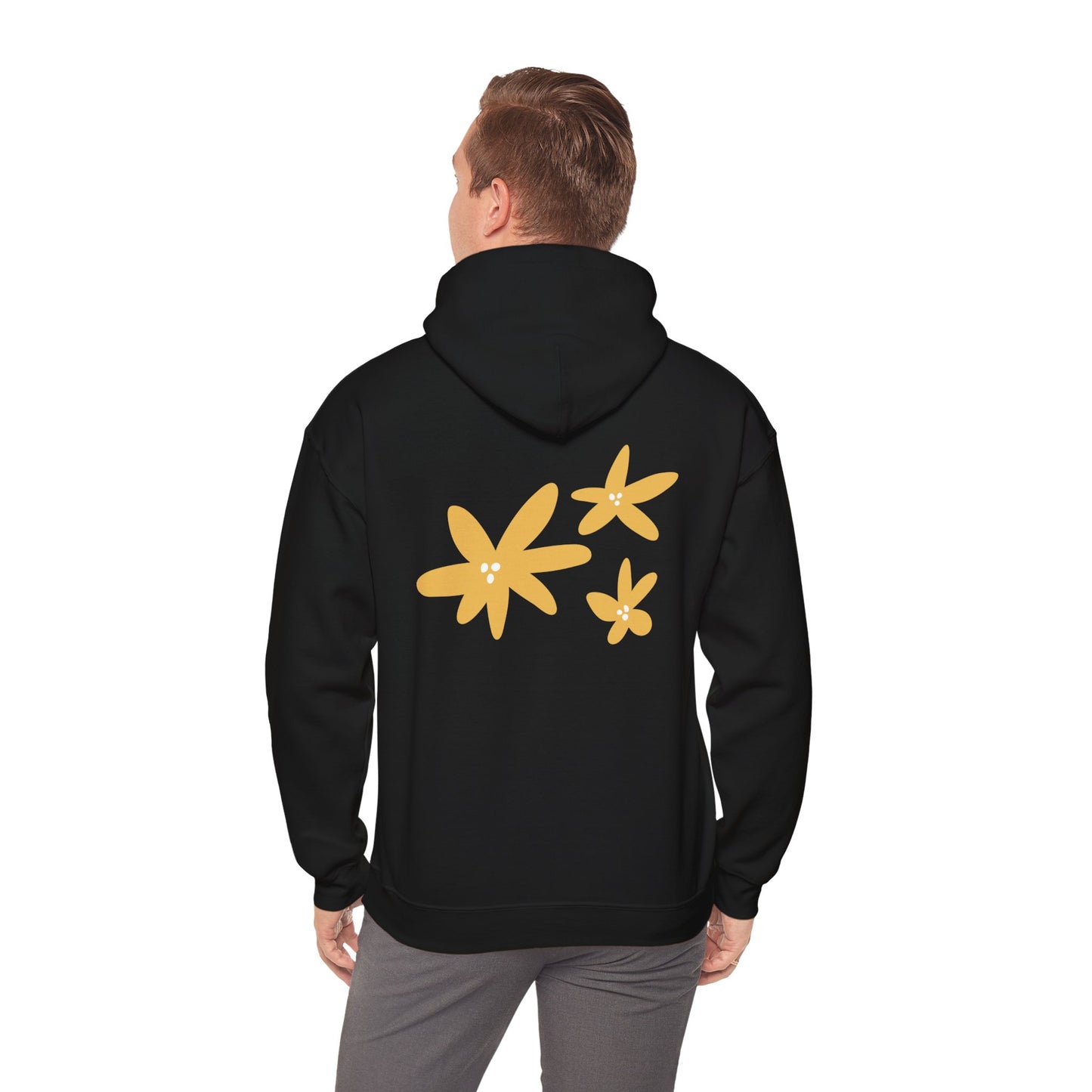 Unisex Heavy Blend™ Floral Hoodie – Cozy Spring Sweatshirt with Yellow Spring Flowers