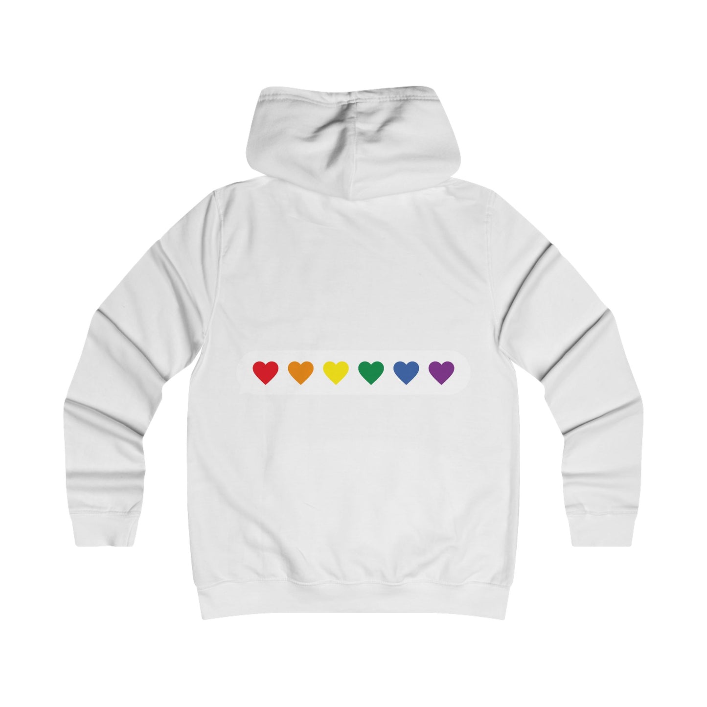 Girlie College Hoodie with Colorful Heart Design - Trendy Apparel for Students and Young Adults