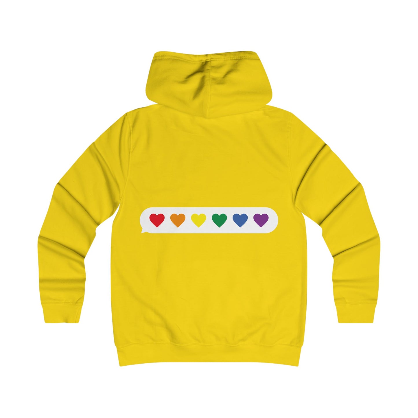 Girlie College Hoodie with Colorful Heart Design - Trendy Apparel for Students and Young Adults