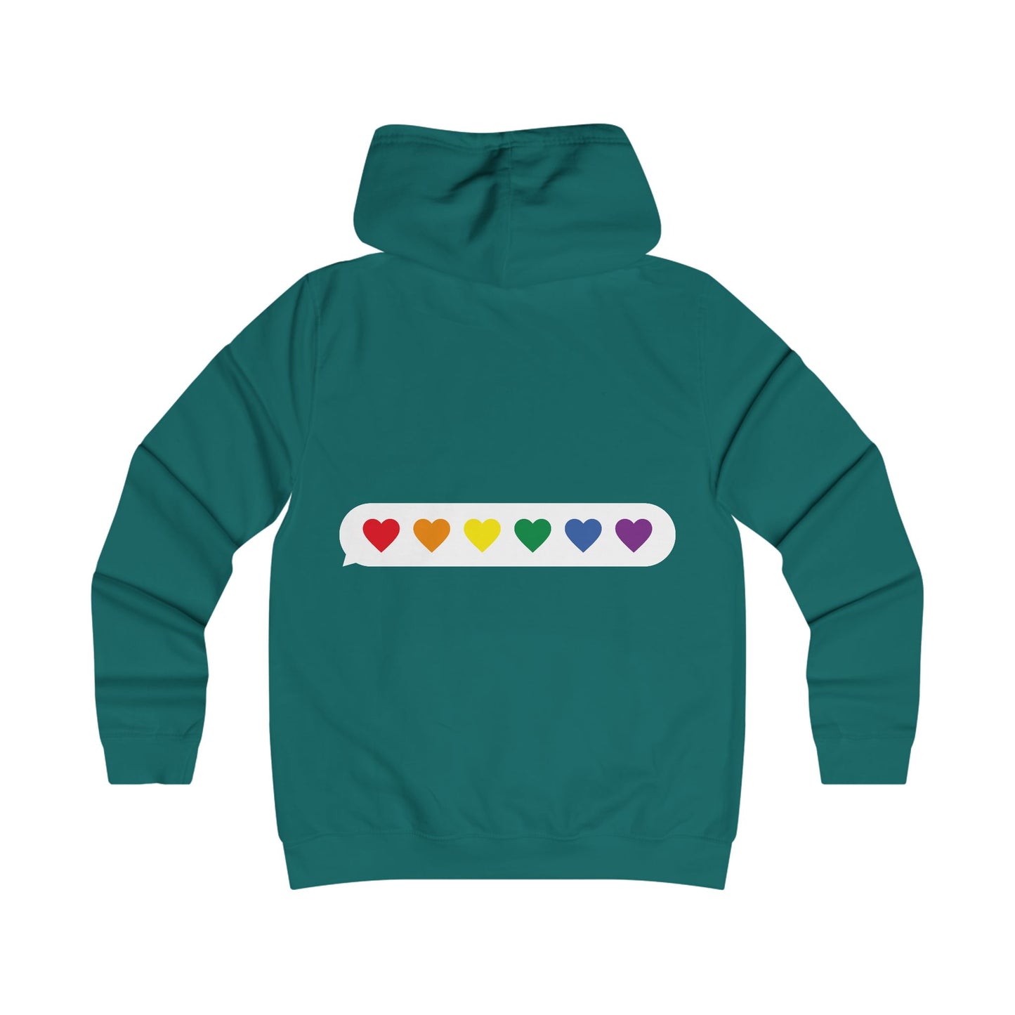 Girlie College Hoodie with Colorful Heart Design - Trendy Apparel for Students and Young Adults