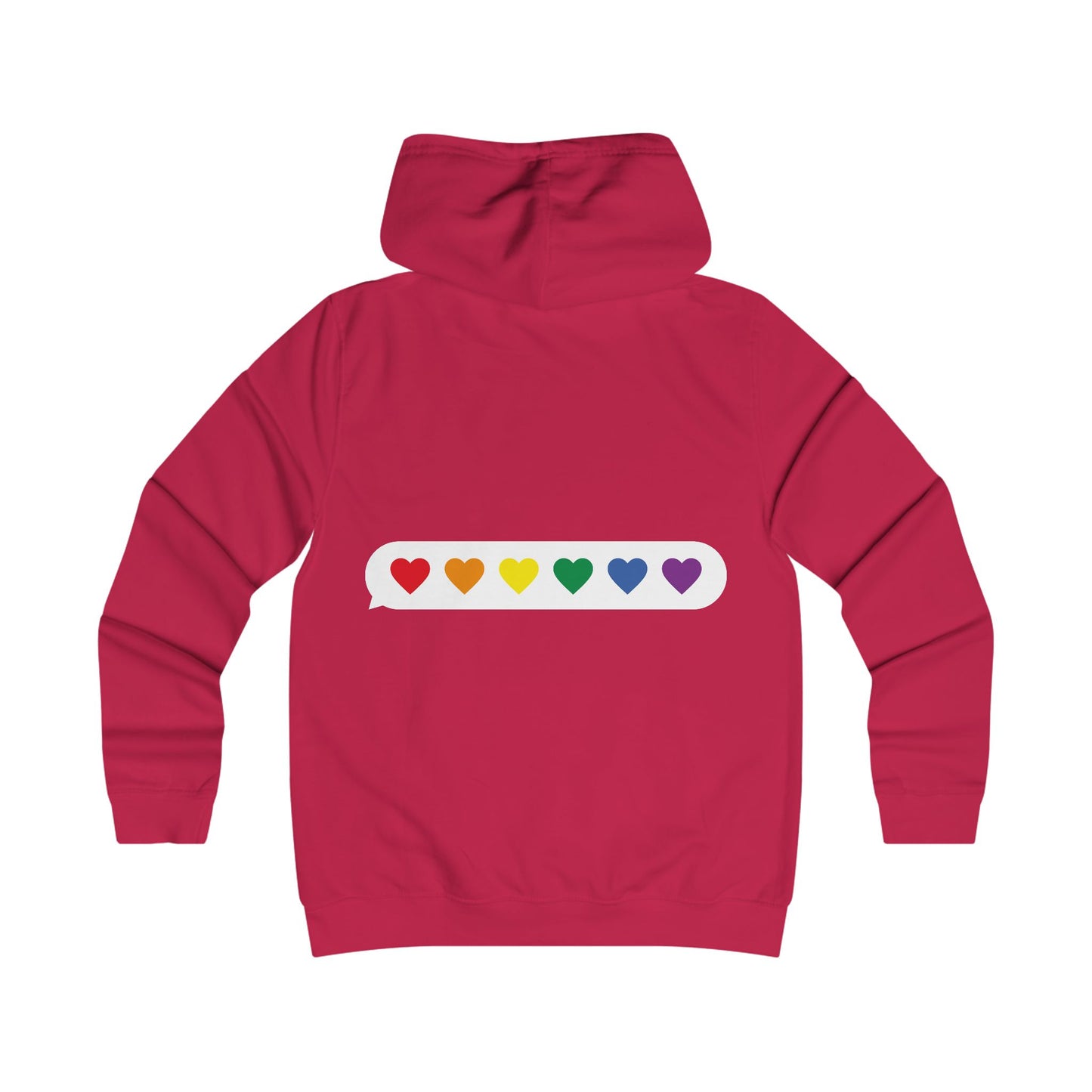 Girlie College Hoodie with Colorful Heart Design - Trendy Apparel for Students and Young Adults