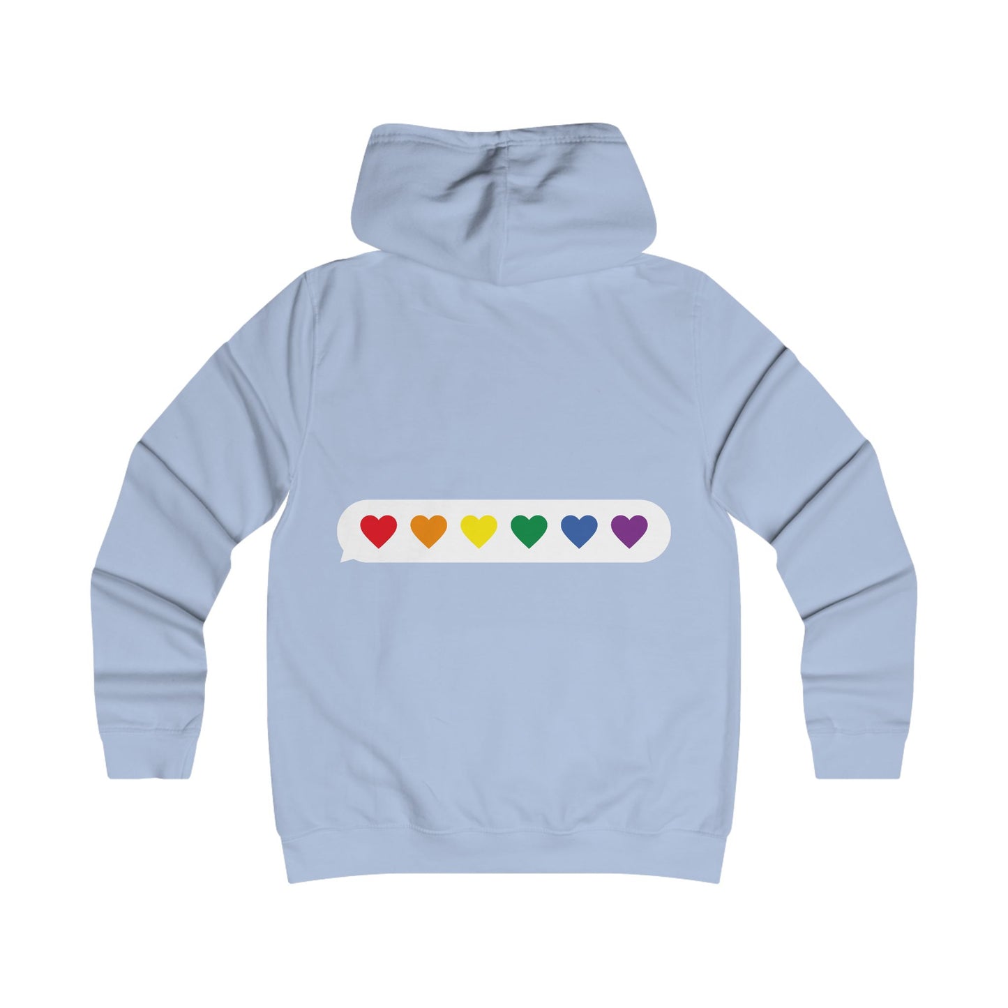 Girlie College Hoodie with Colorful Heart Design - Trendy Apparel for Students and Young Adults