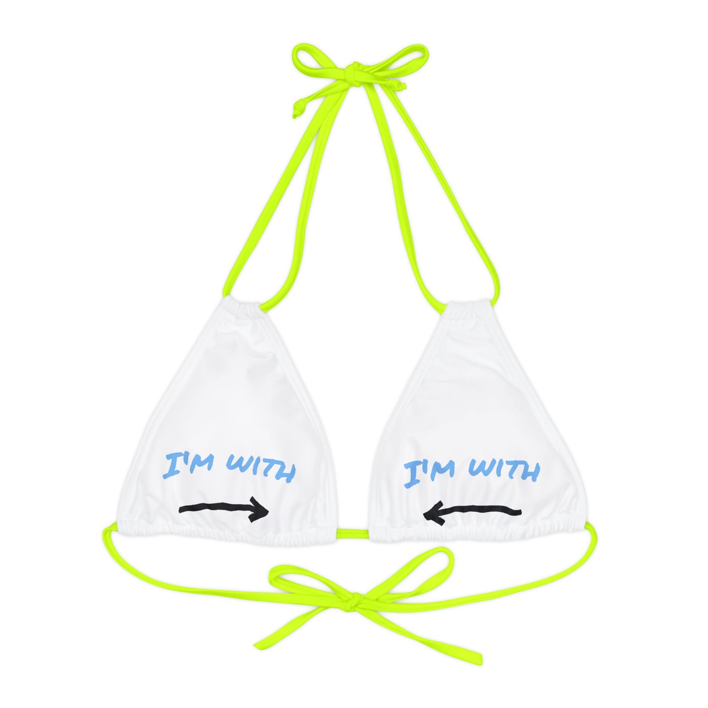 Cute Strappy Triangle Bikini Top - "I'm with Him" Swimwear