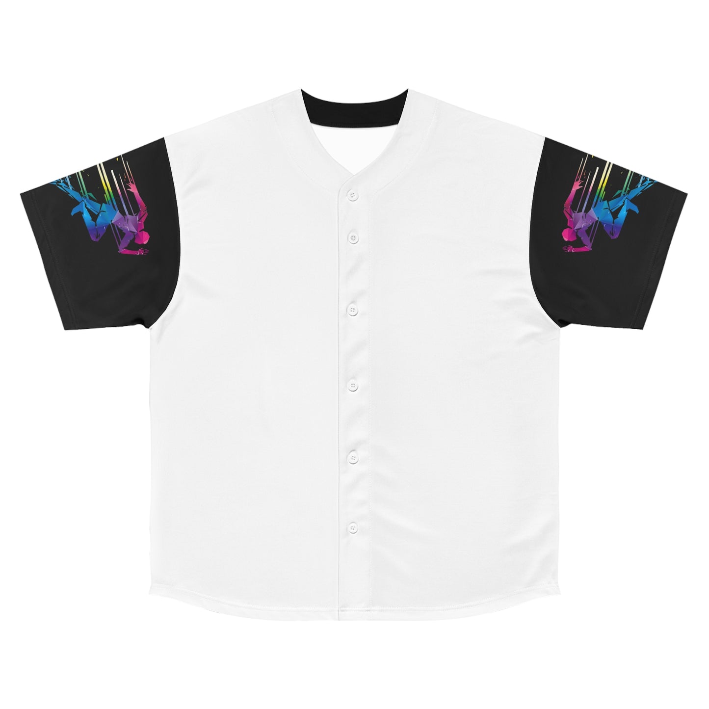 Men's Baseball Jersey with Colorful Graphic Sleeves - Perfect for Sports Enthusiasts