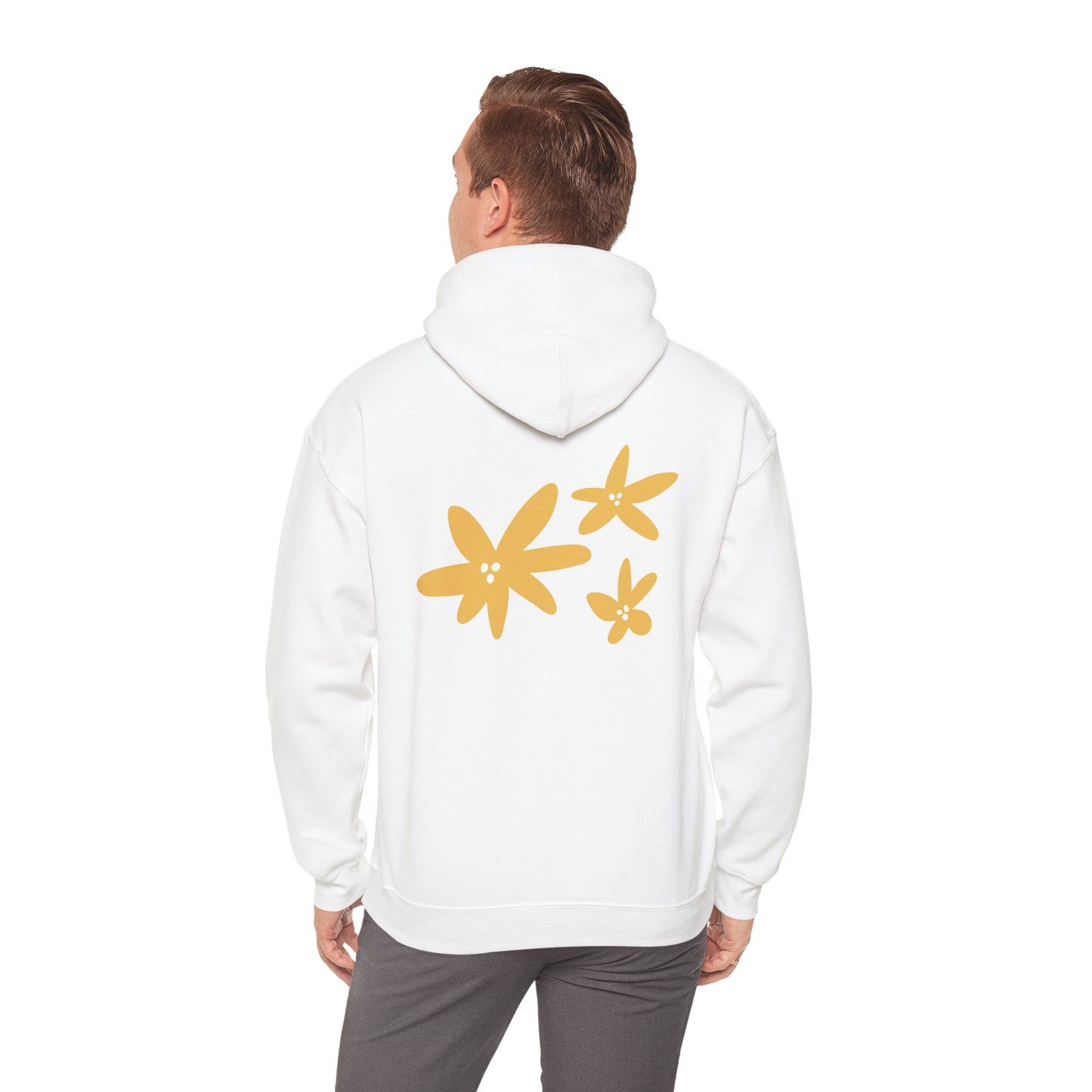 Unisex Heavy Blend™ Floral Hoodie – Cozy Spring Sweatshirt with Yellow Spring Flowers