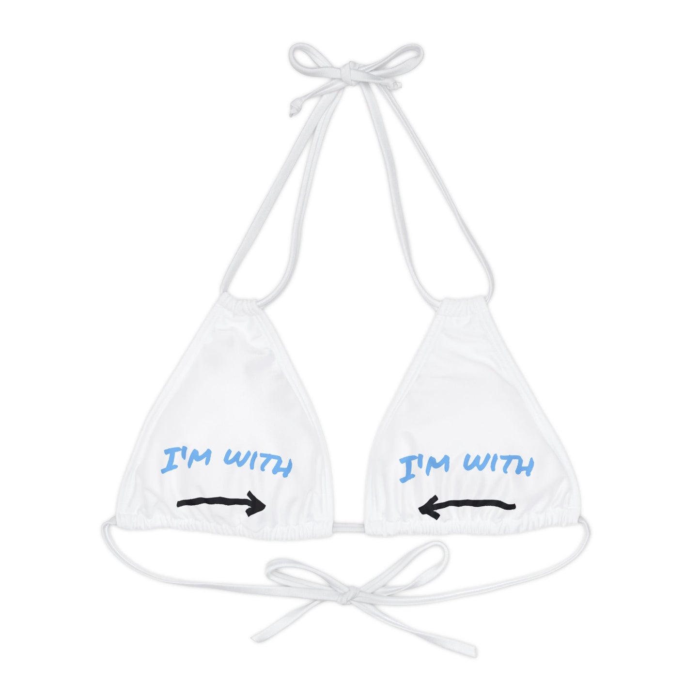 Cute Strappy Triangle Bikini Top - "I'm with Him" Swimwear