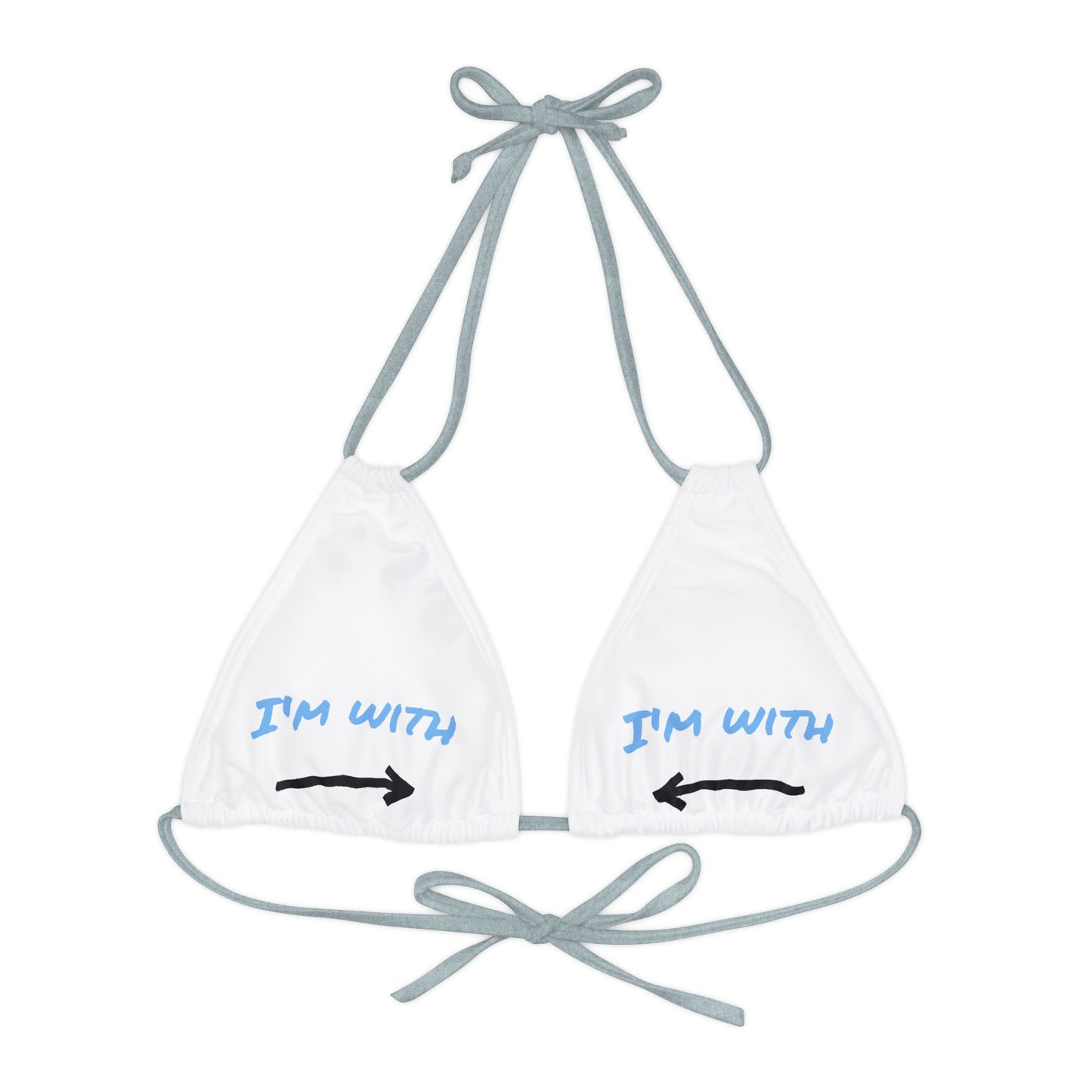 Cute Strappy Triangle Bikini Top - "I'm with Him" Swimwear