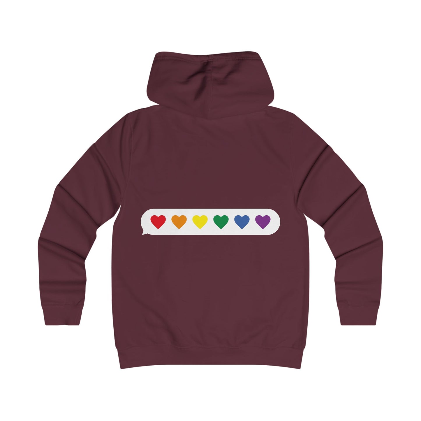 Girlie College Hoodie with Colorful Heart Design - Trendy Apparel for Students and Young Adults