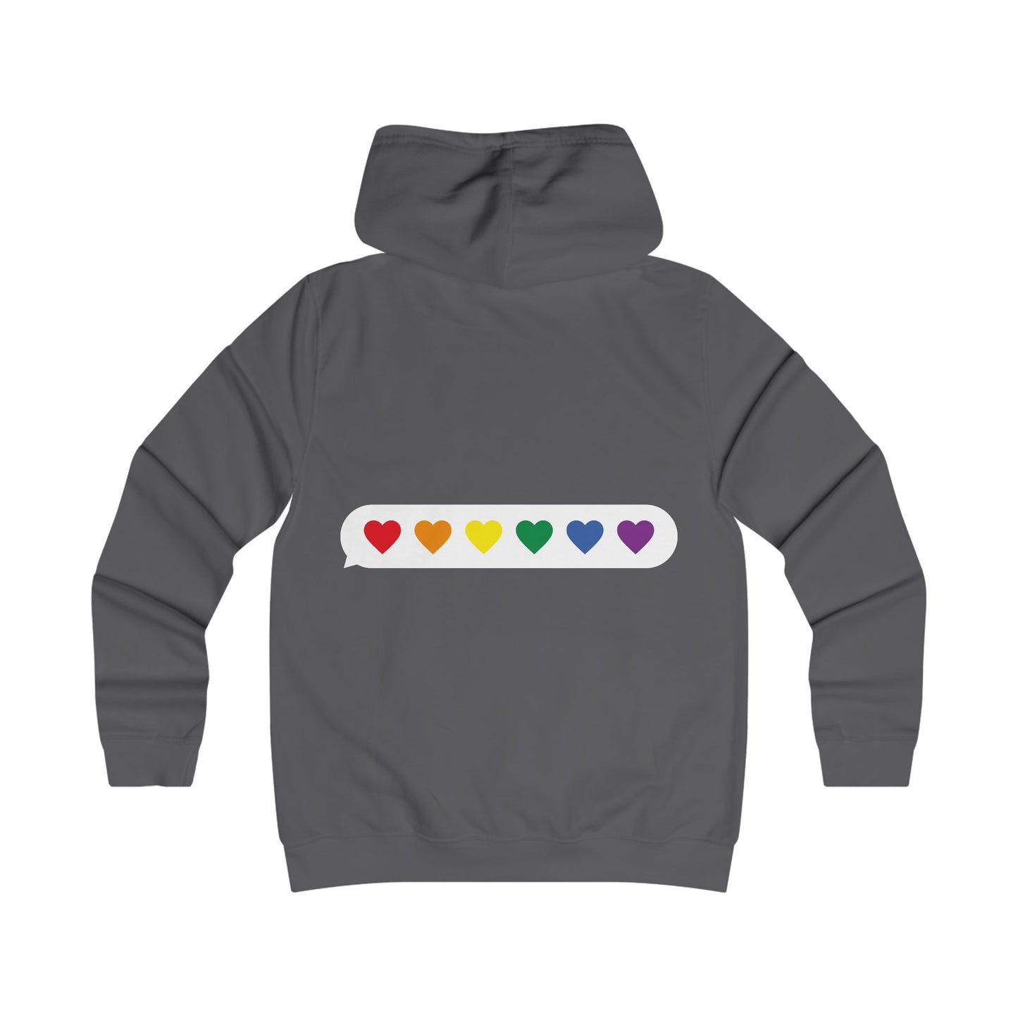 Girlie College Hoodie with Colorful Heart Design - Trendy Apparel for Students and Young Adults