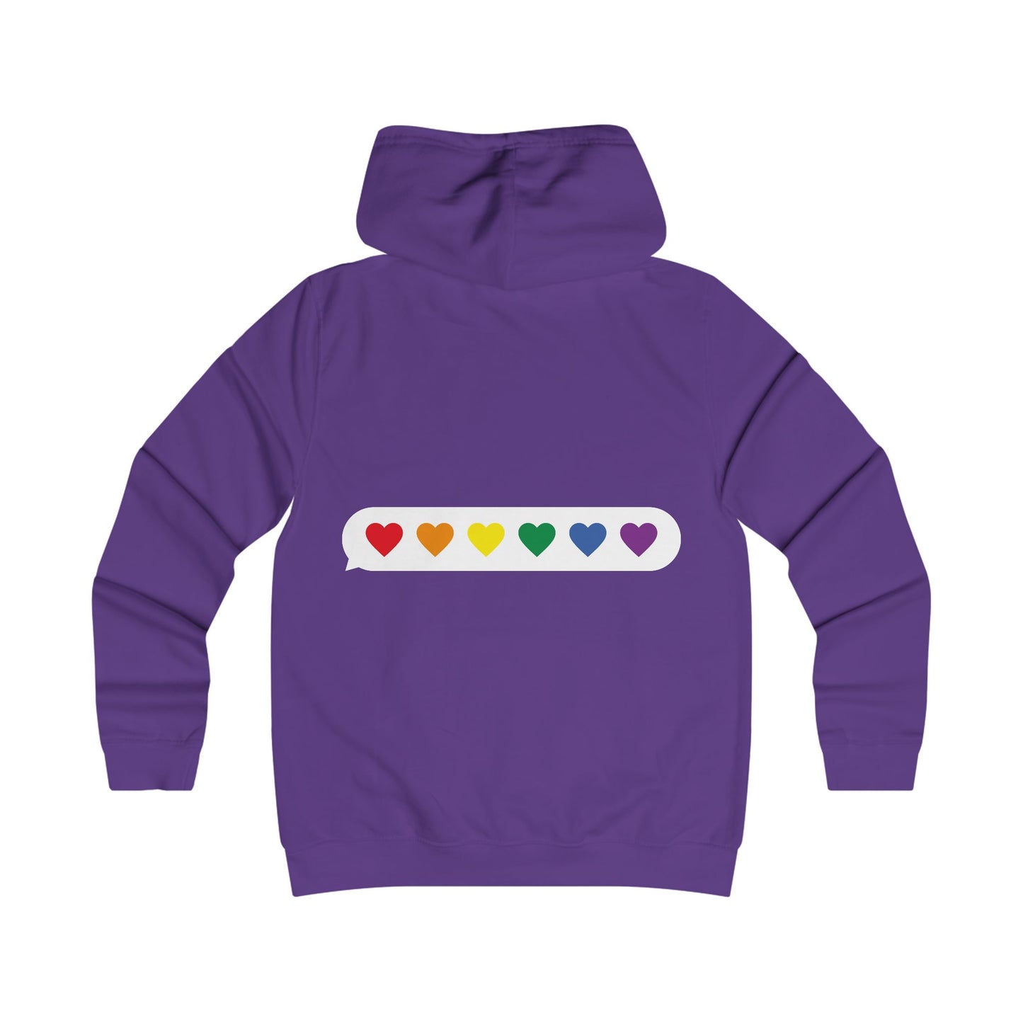 Girlie College Hoodie with Colorful Heart Design - Trendy Apparel for Students and Young Adults