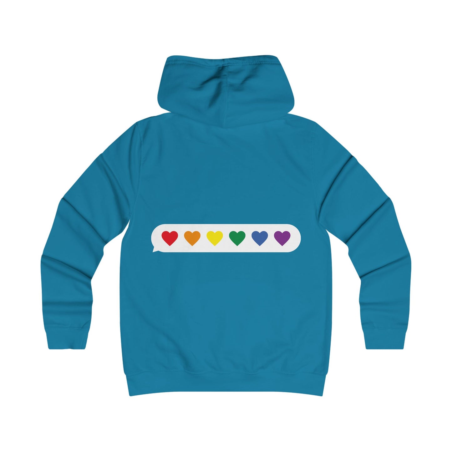 Girlie College Hoodie with Colorful Heart Design - Trendy Apparel for Students and Young Adults