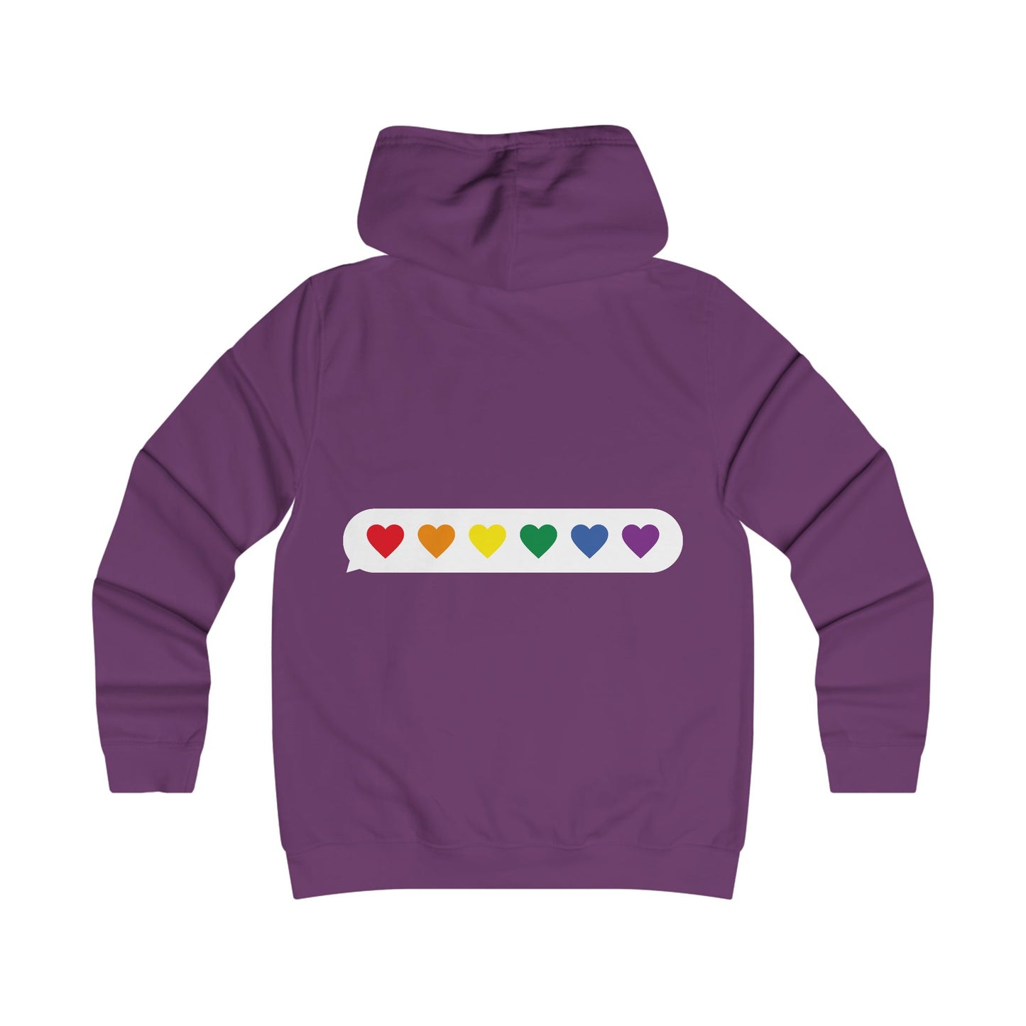 Girlie College Hoodie with Colorful Heart Design - Trendy Apparel for Students and Young Adults