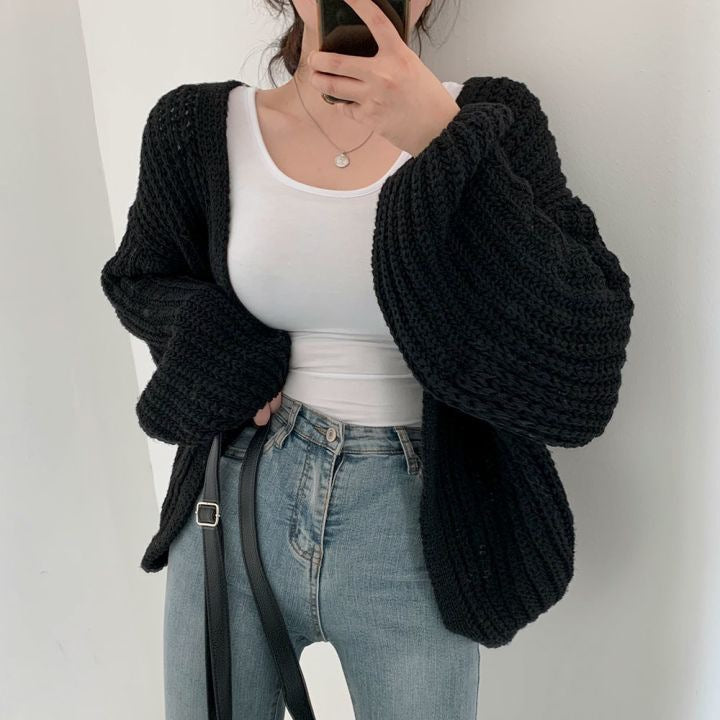 Casual Versatile Knit Cardigan Sweater Jacket V-neck Loose Streetwear Coat Tops Women Vintage Knit Sweater Jacket Y2K