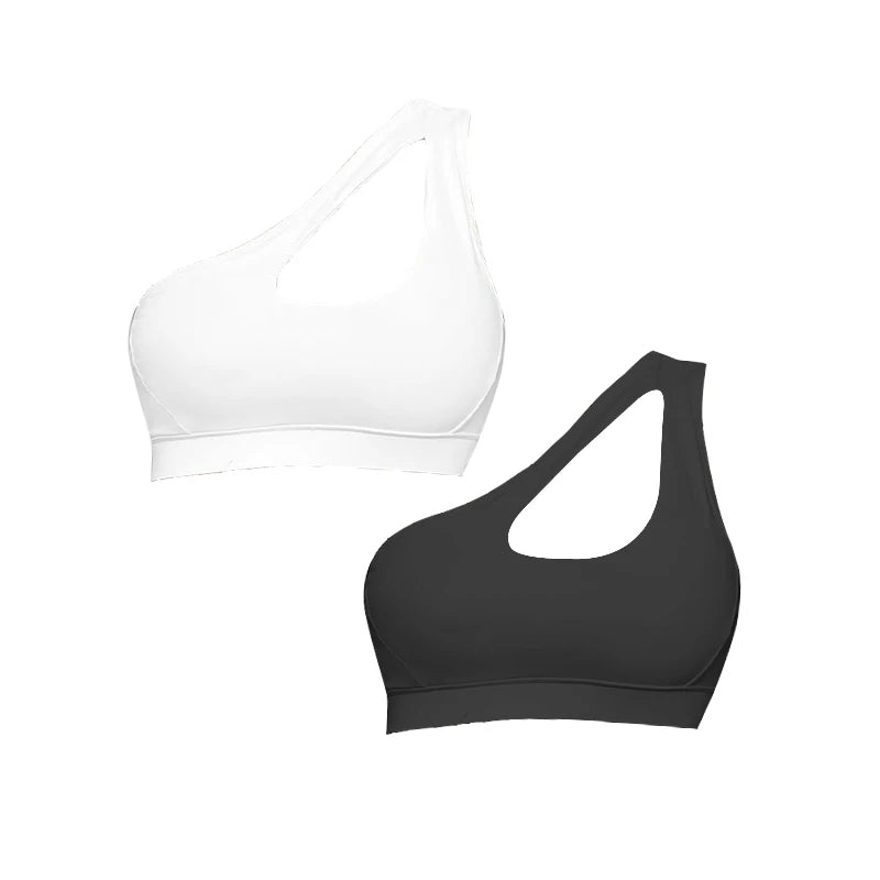 Women Sports Bra Push Up Fitness Bras One Shoulder Shockproof Yoga Bra Black White Yoga Running Bra Sexy Vest