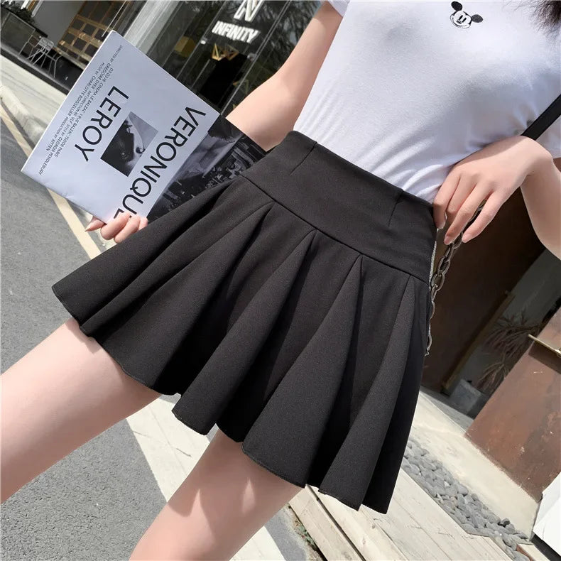 Korean Skirt Shorts Women High Waist Sexy Mini Skirts For Ladies Pleated Kawaii Skirt Female