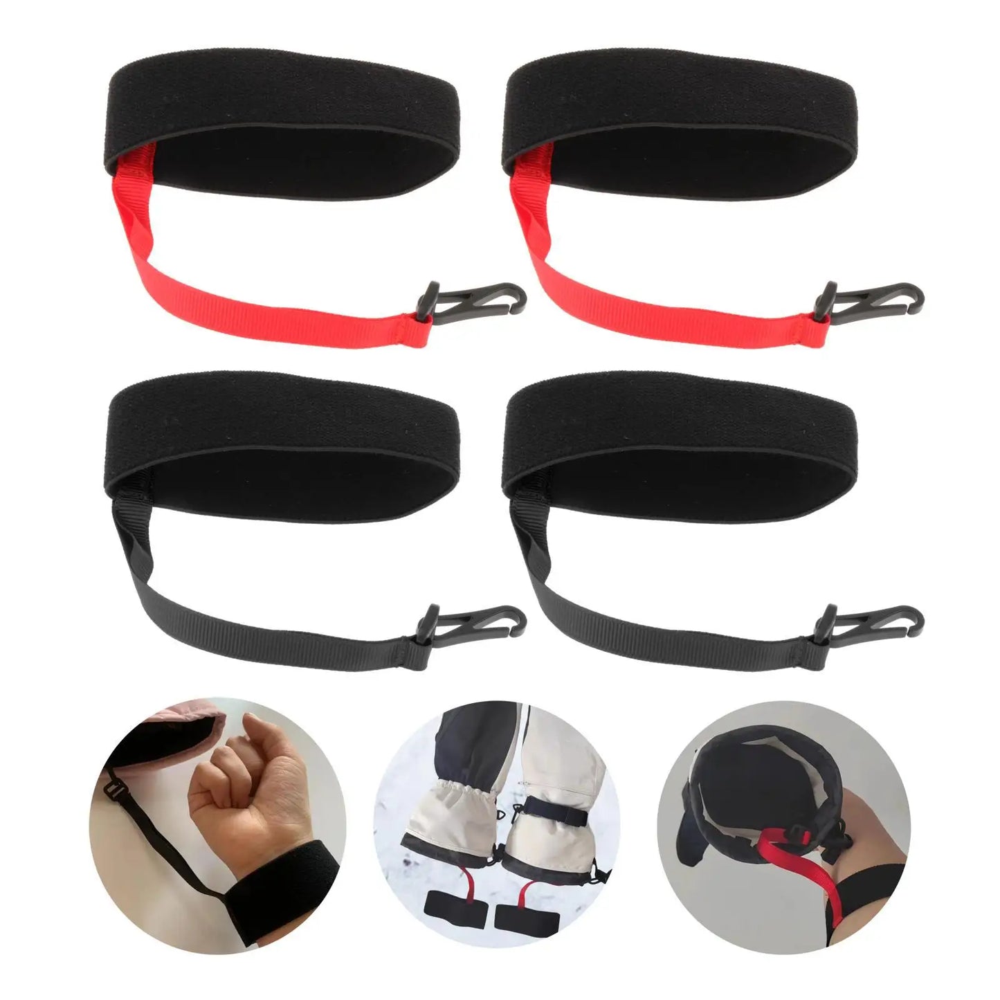 2x Ski Gloves Safety Strap Glove Holder Sport Glove Strap Elastic Wrist Leash for Snowboard Skiing Winter Sports Mountaineering