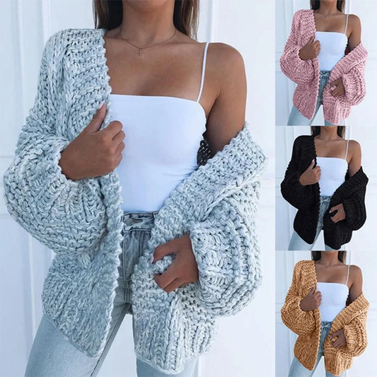 Cardigan Women Sweaters New Cardigan Batwing long-sleeved Plush Loose Outside Knit Sweaters Women Fashion HHX2035