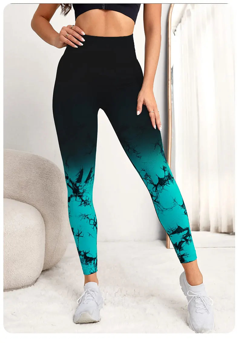 Yoga Pants Women Seamless Leggings Push Up Sports Fitness Joggings High Waist Gym Workout Scrunch Tie Dye Running Leggings