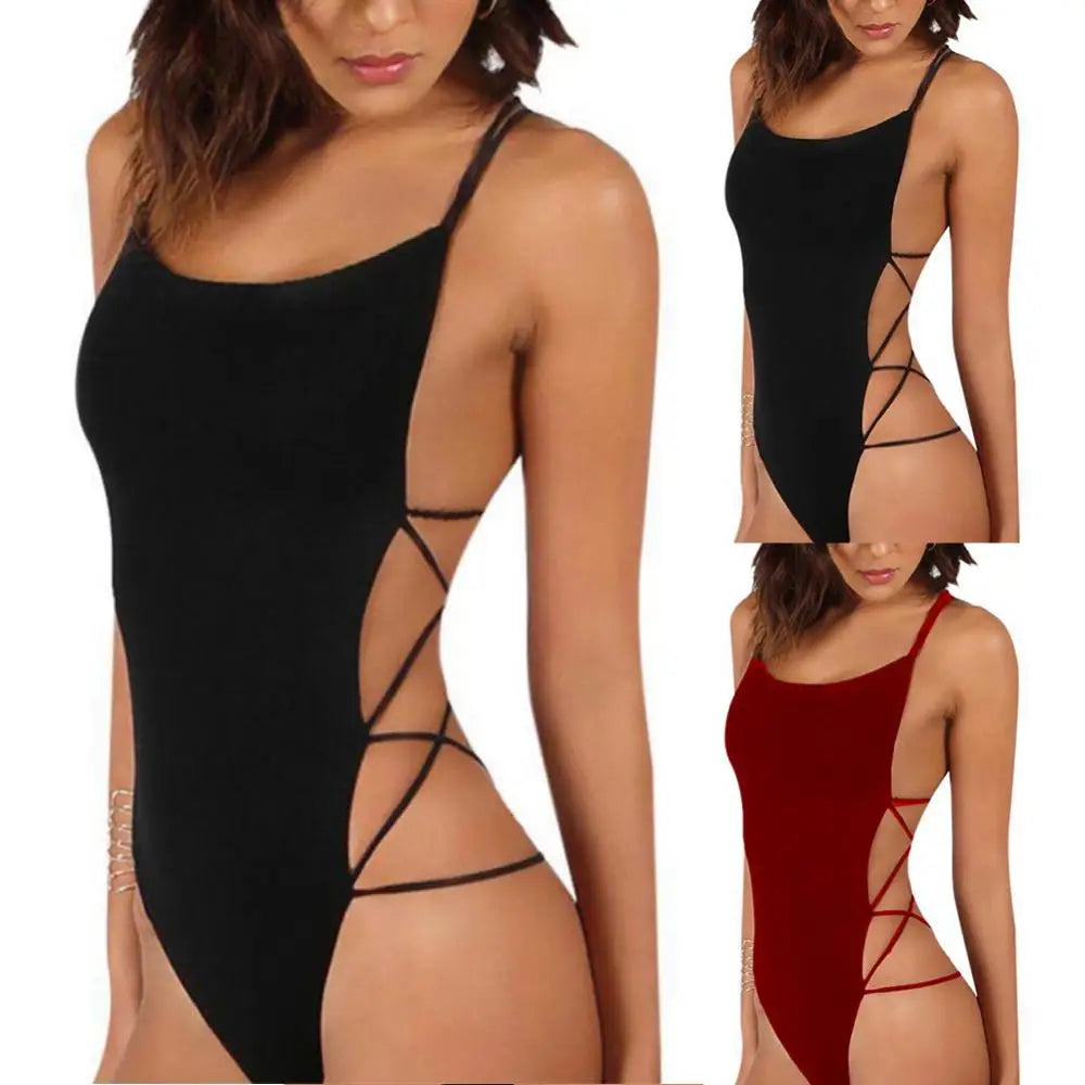 Women's Swimsuits 2021 Sexy Strappy Backless Women Solid Color Monokini One-piece Swimwear Bodysuit Female Swimwear Bodysuit