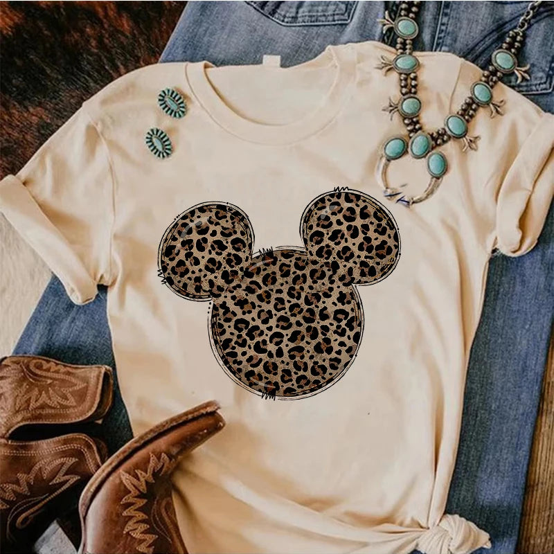 90s Y2k Mickey Print T-shirts for Women Fashion Minnie Mouse T Shirt Streetwear Female Clothes Kawaii Disney Tshirt