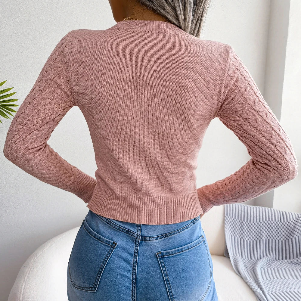 Sexy Hollow Out Sweater Women 2023 Autumn Winter Long Sleeve Knitted Pullovers Black Pink Green Pruple