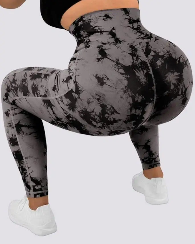 Women's Pants 2024 Autumn Fashion Tie Dye Print Tummy Control Butt Lifting Pocket Design Casual Skinny Daily Long Yoga Pants