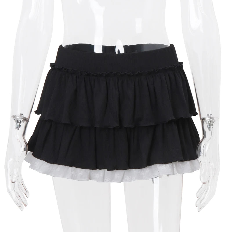 WhereMery Sexy Short Skirt Summer New Y2K Pleated Puzzle Mini Skirt Sweet and Cute Nightclub Party Women's Skirt Fashion Women's