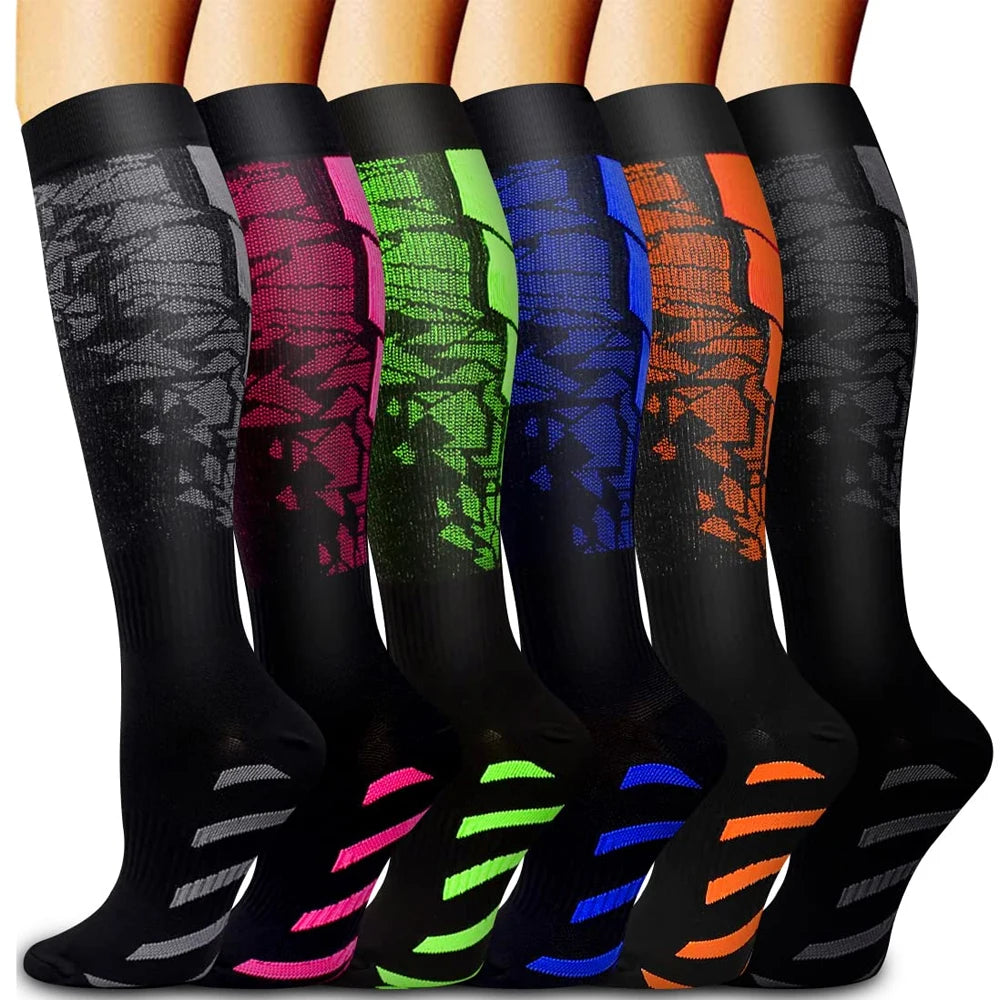 1 Pair Sports Compression Socks for Women and Men - Calf Support Socks for Running Nurses Flight Pregnancy Circulation Athletic