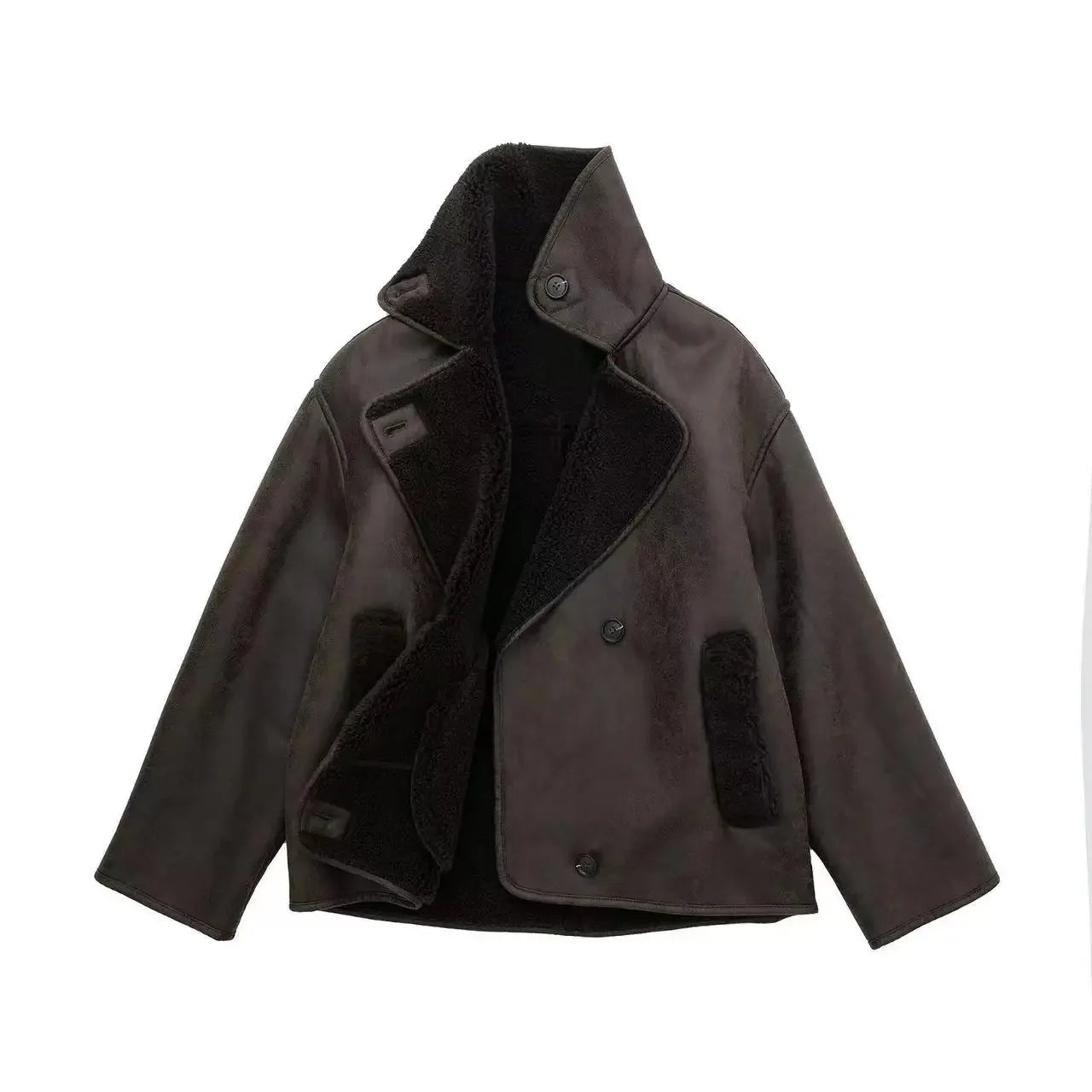 Faux Leather Jacket Hoodie for Women