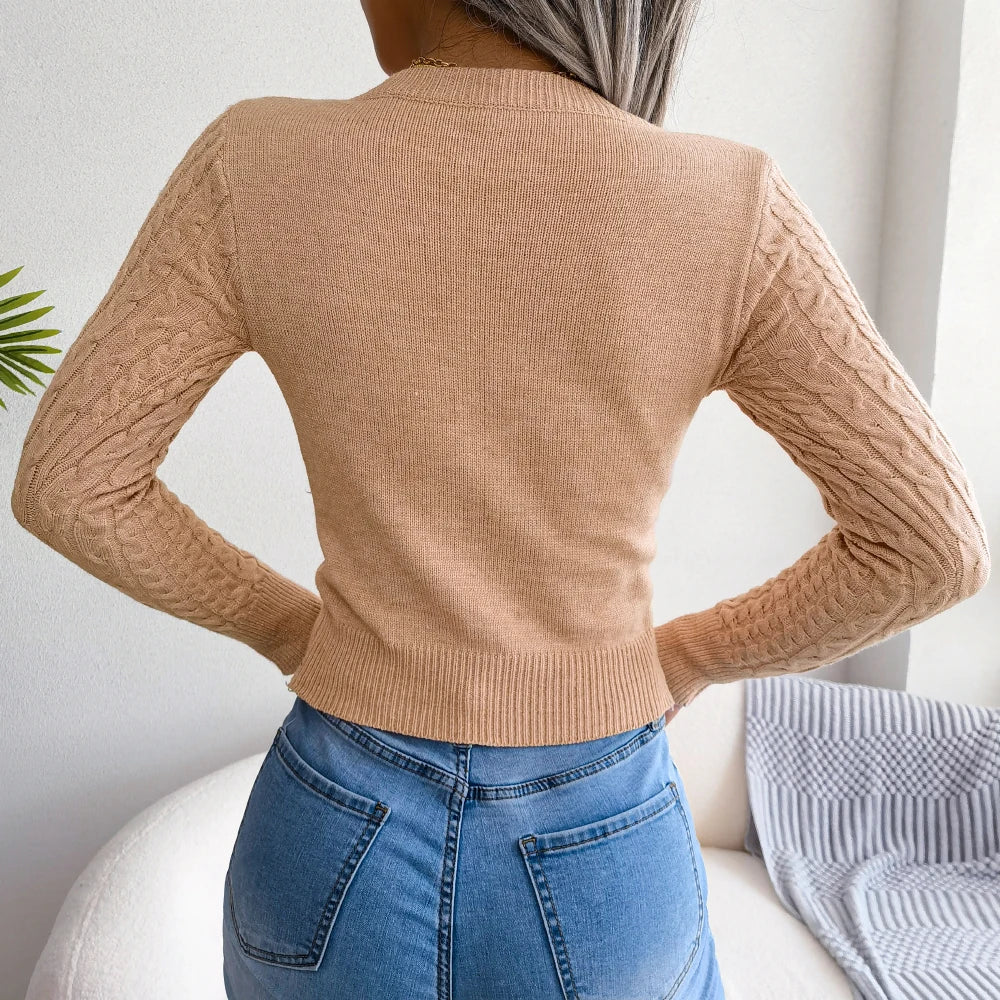 Sexy Hollow Out Sweater Women 2023 Autumn Winter Long Sleeve Knitted Pullovers Black Pink Green Pruple