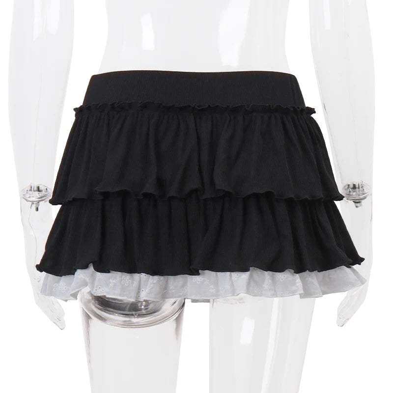 WhereMery Sexy Short Skirt Summer New Y2K Pleated Puzzle Mini Skirt Sweet and Cute Nightclub Party Women's Skirt Fashion Women's