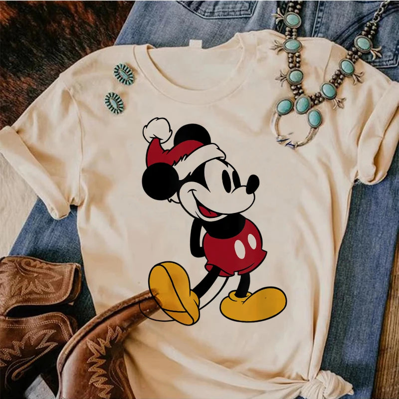 90s Y2k Mickey Print T-shirts for Women Fashion Minnie Mouse T Shirt Streetwear Female Clothes Kawaii Disney Tshirt