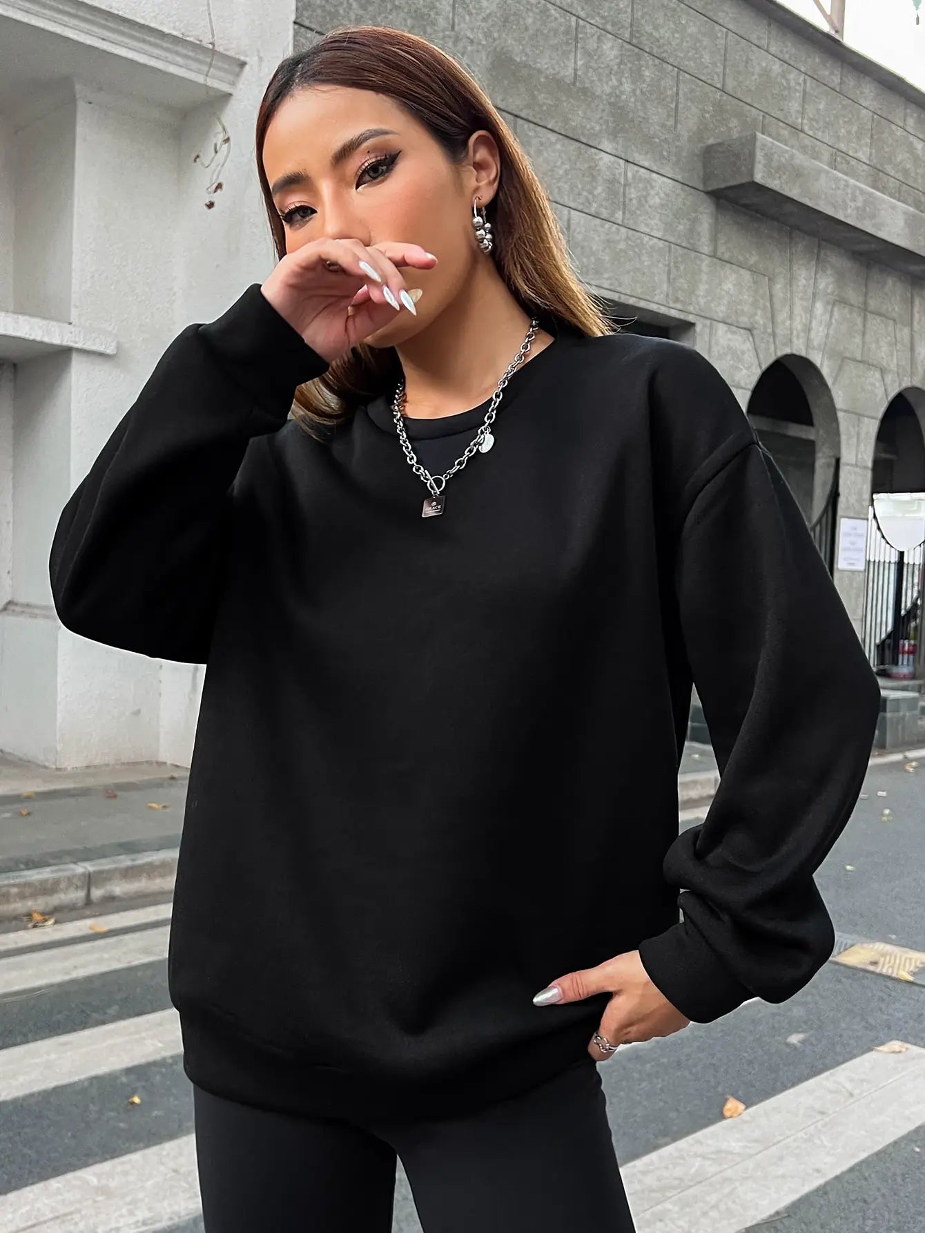 Fashion Womans Sweatshirt Everything Will Be Okay Letter Printed Pullover Loose Warm Crewneck Hoodies Casual Female Clothing