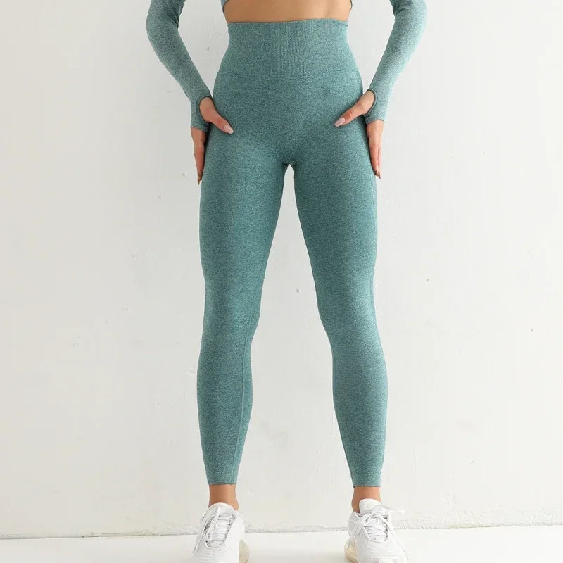 Women Sport Seamless Leggings High Waist Elastic Solid Yoga Leggings Gym Trainning Joggings Pants Female Gym Accessories