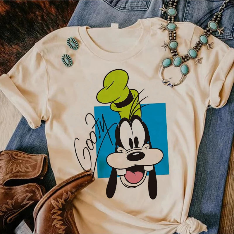 90s Y2k Mickey Print T-shirts for Women Fashion Minnie Mouse T Shirt Streetwear Female Clothes Kawaii Disney Tshirt