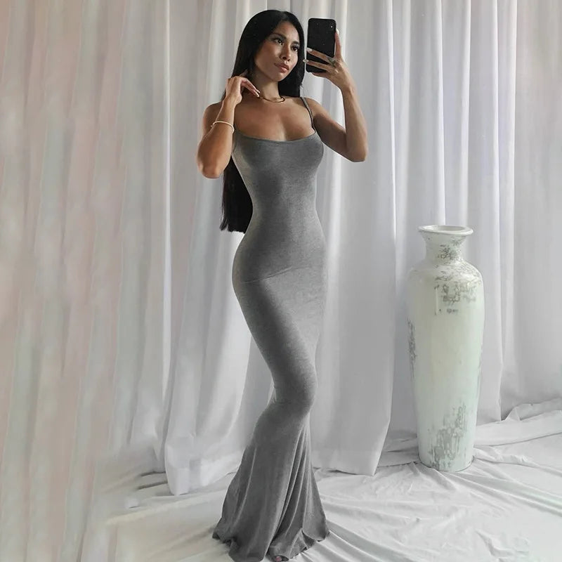 Satin Slip Sleeveless Backless Maxi Dress Women 2024 Y2K Summer Bodycon Elegant Sexy Outfits Ladies Birthday Party Club Sundress