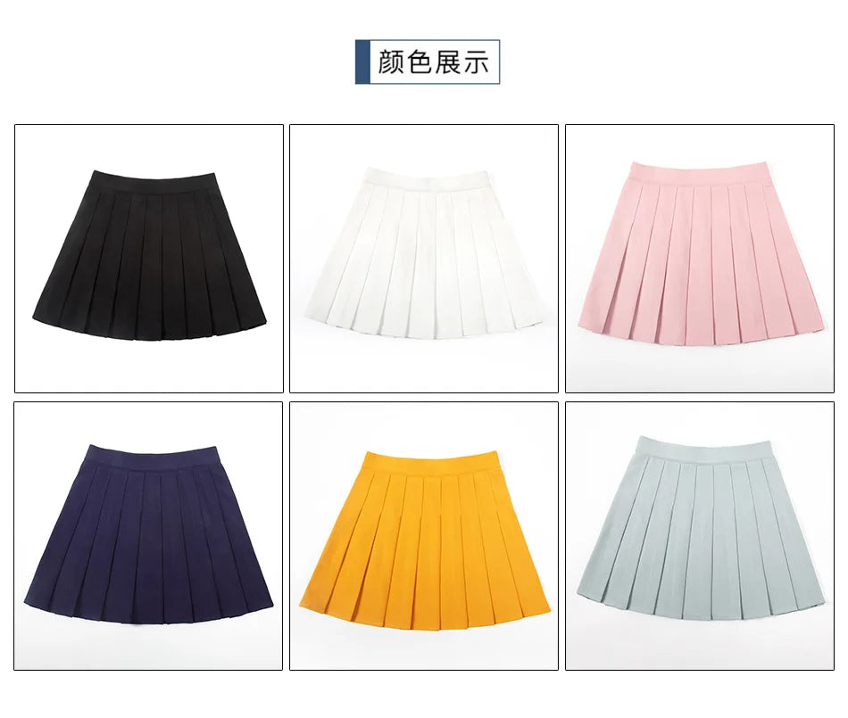 Without Shorts Women Skirts High Waist A-Line Woman Pleated Skirt Summer Fashion Female Mini Harajuku Ladies Short