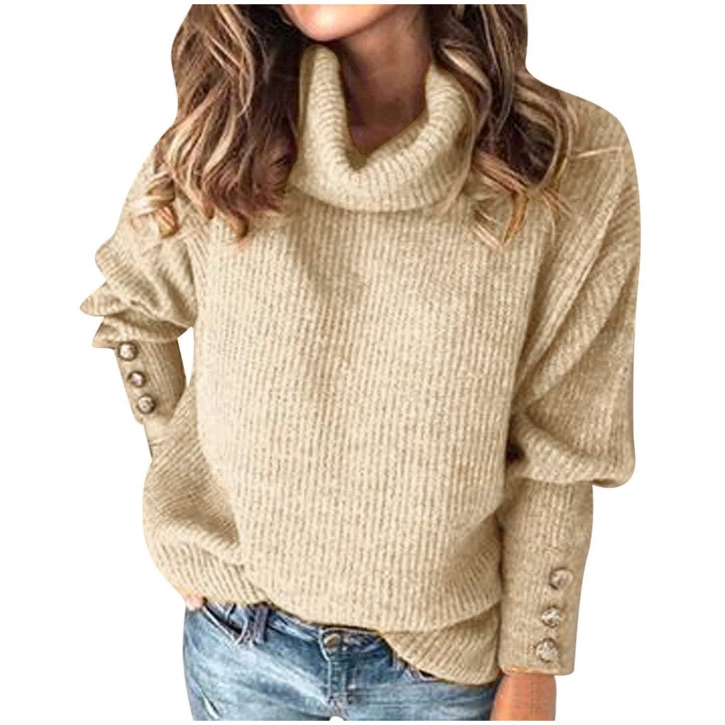 2024 Autumn Winter Women Solid Top Sweater Fashion Turtleneck Long Sleeve Casual Loose Elegant Female Holiday Tops Sweaters New