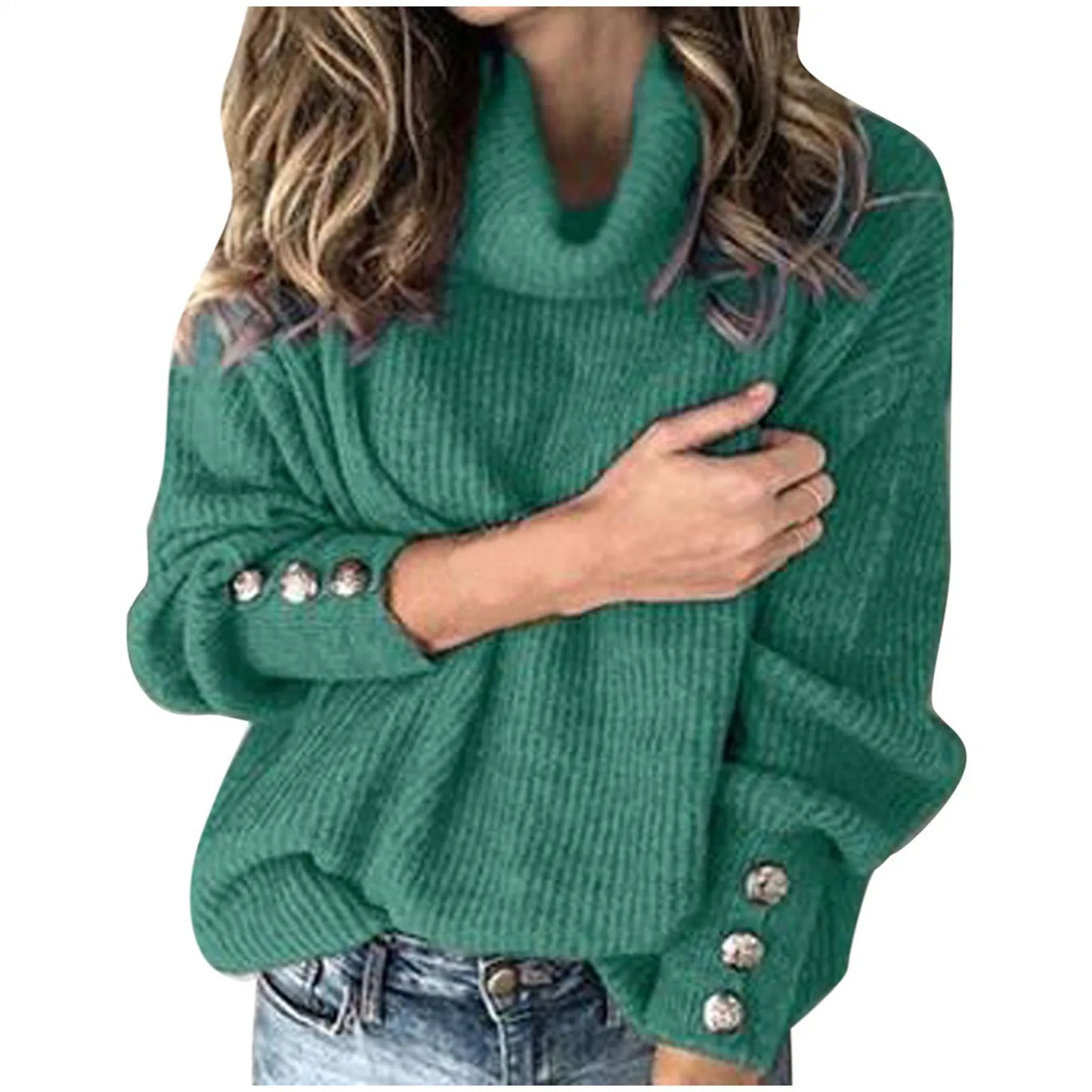 2024 Autumn Winter Women Solid Top Sweater Fashion Turtleneck Long Sleeve Casual Loose Elegant Female Holiday Tops Sweaters New