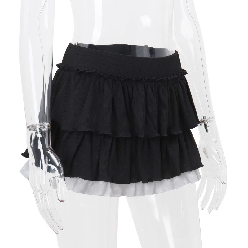 WhereMery Sexy Short Skirt Summer New Y2K Pleated Puzzle Mini Skirt Sweet and Cute Nightclub Party Women's Skirt Fashion Women's