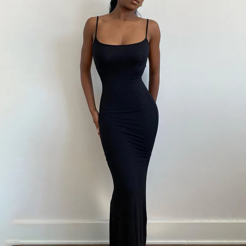 Satin Slip Sleeveless Backless Maxi Dress Women 2024 Y2K Summer Bodycon Elegant Sexy Outfits Ladies Birthday Party Club Sundress